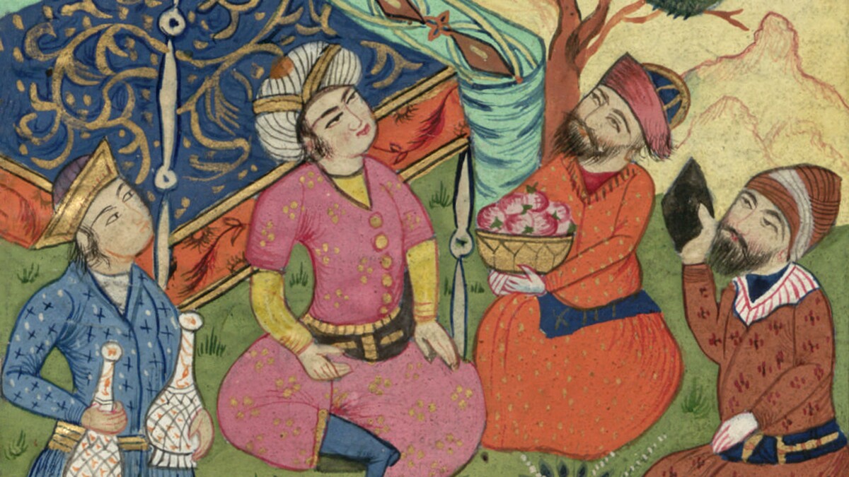 Nawāʾī, ʿAlī Šīr: Dīwān Junger Prinz umgeben von Dienern - Ms. or. quart. 1570 Fol. 105v