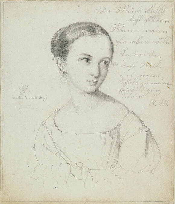 Rebecka Dirichlet. Porträtzeichnung von Wilhelm Hensel, 1823 (Staatliche Museen zu Berlin, Kupferstichkabinett)