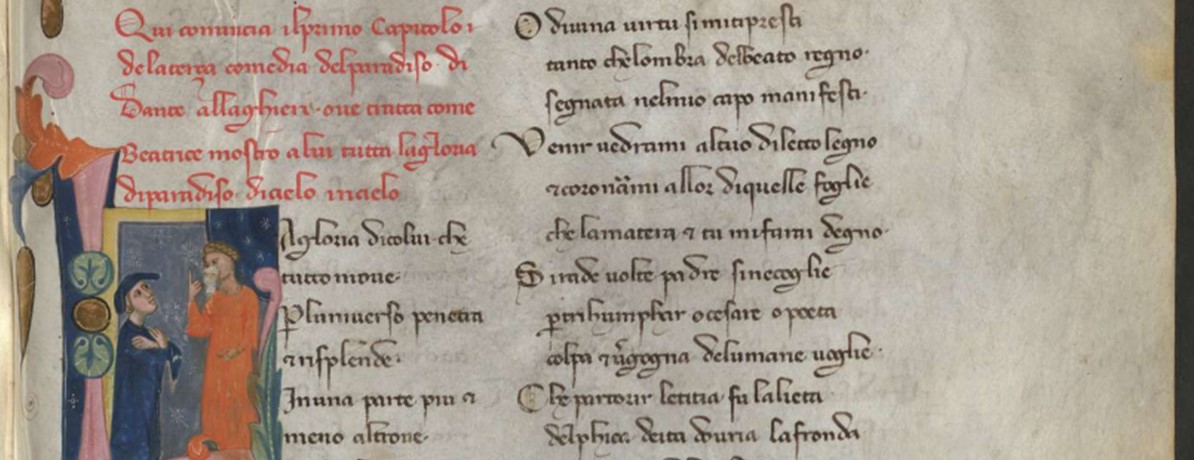Ausschnitt Handschrift: Dante - La divina commedia Blick auf die Seite einer Handschrift, Dante - La divina commedia